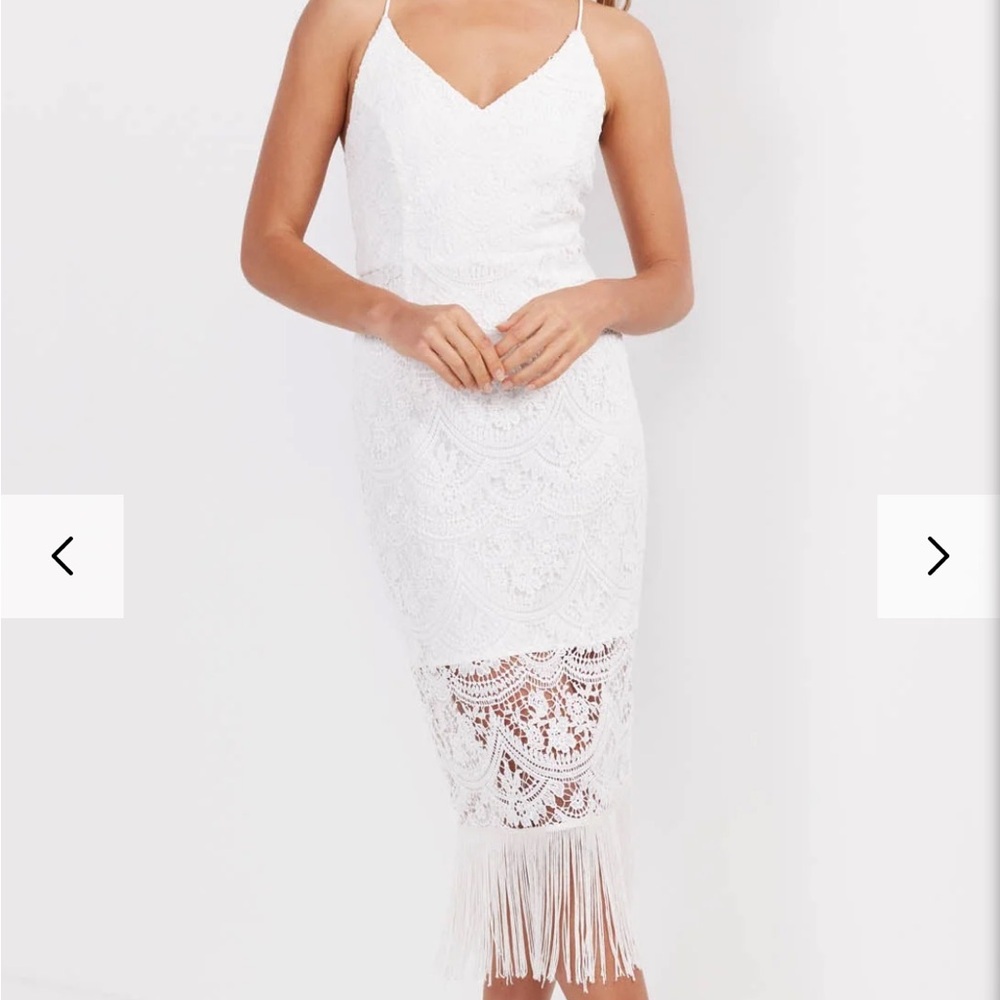 White Spaghetti Strap Sheath Midi Dress